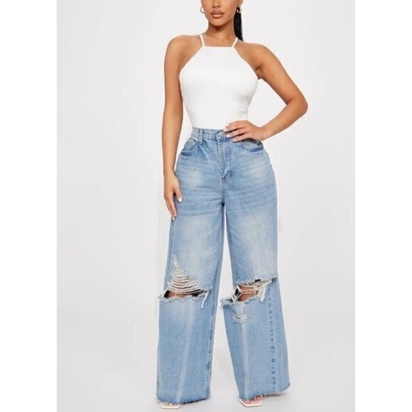 Haute Monde Hight Neck‎ Off White Thong Snap Bottom Bodysuit Size M RefFNB - Picture 2 of 8